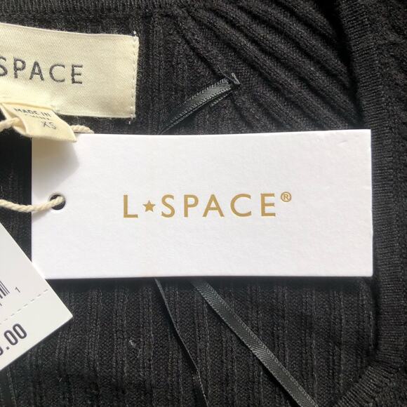 L Space Camryn Top Black Ribbed Sweater Long Sleeve Women's Size Extra Small NWT - Picture 12 of 16